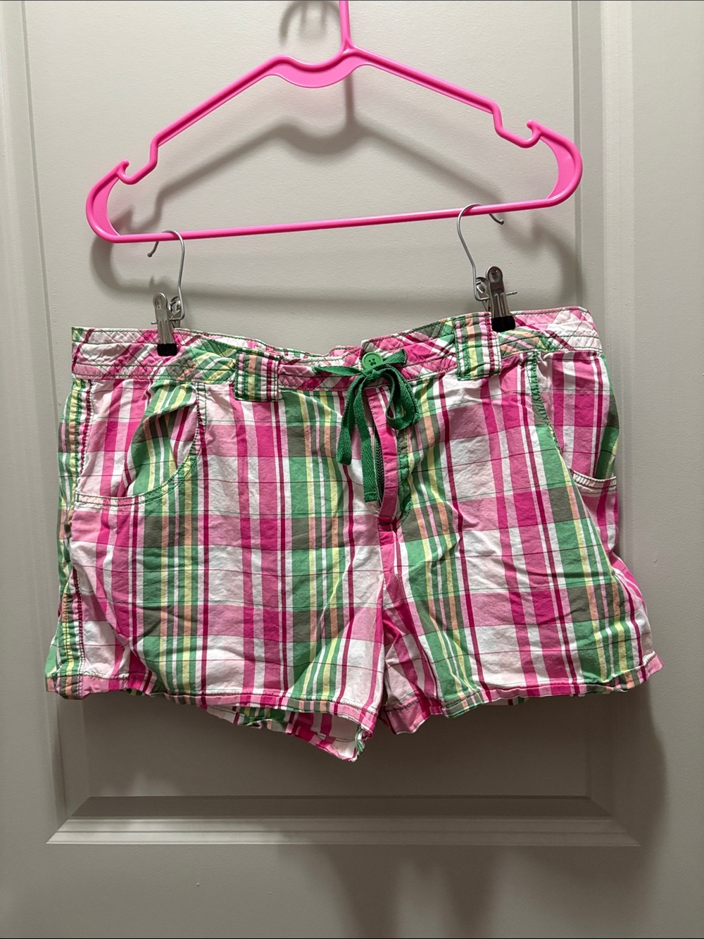 LFL by Lust for Life Pink, Green & White Plaid Shorts